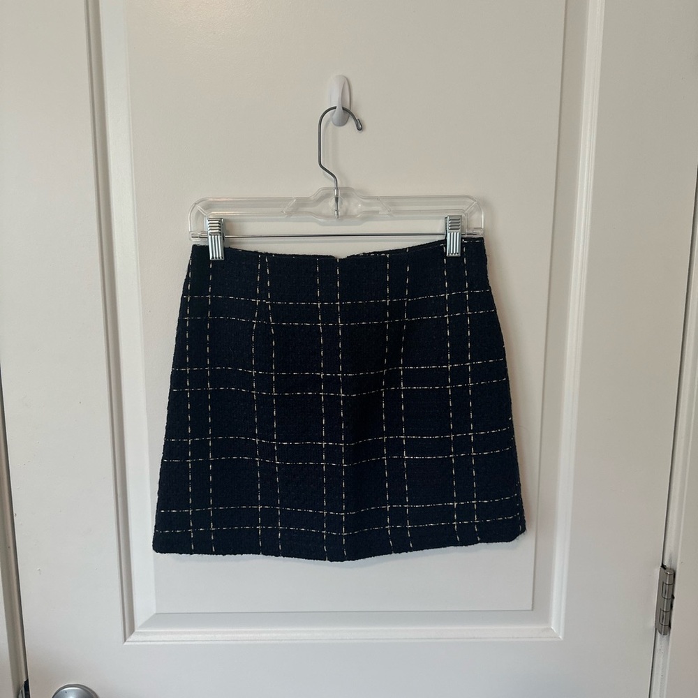 Forever 21 High Waisted Navy Tweed Mini Skirt, Size 28